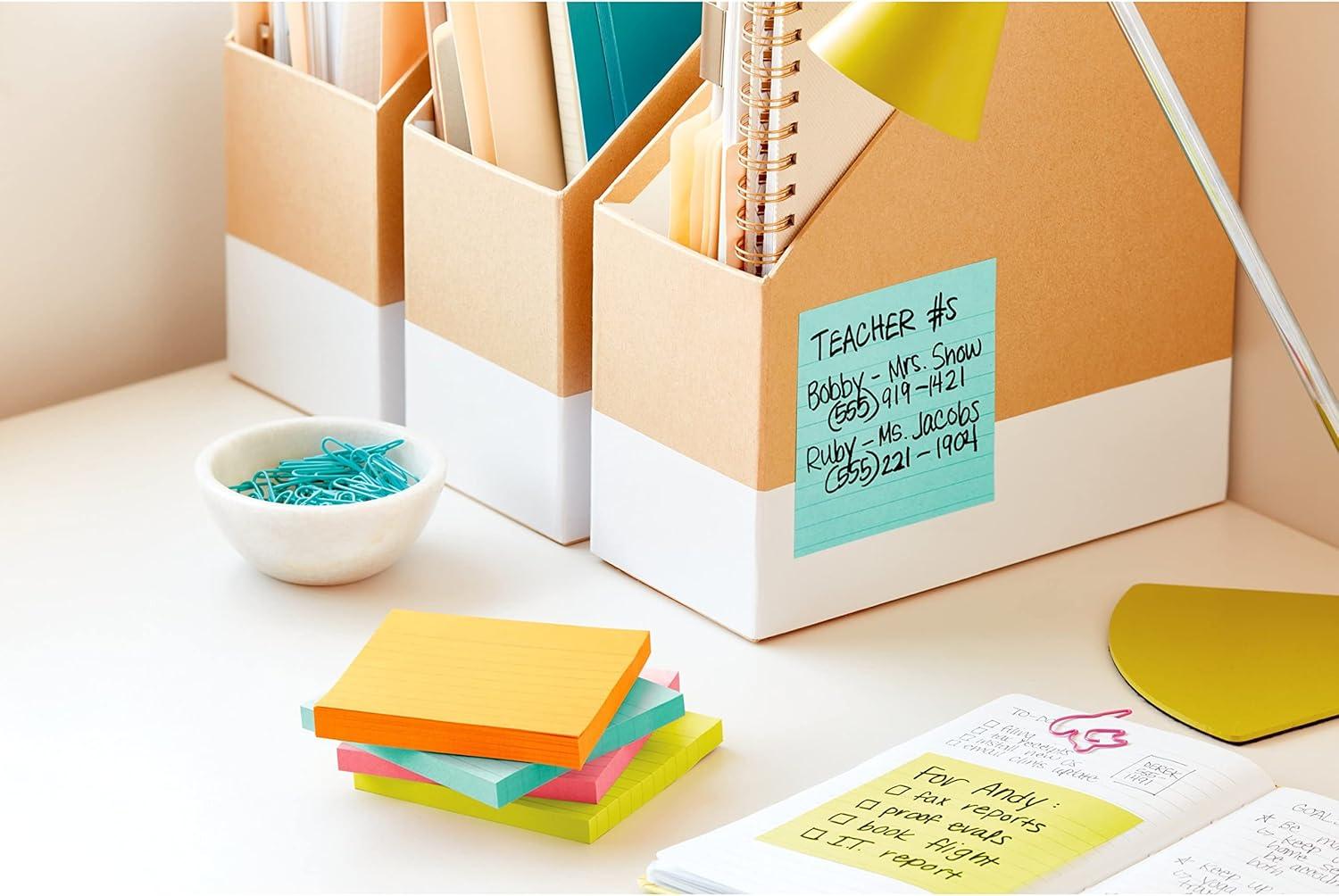 imagePostit Super Sticky Notes 4x4 in 4 Pads 2X The Sticking Power Supernova Neons Bright Colors Recyclable 6754SSMIASupernova Neons