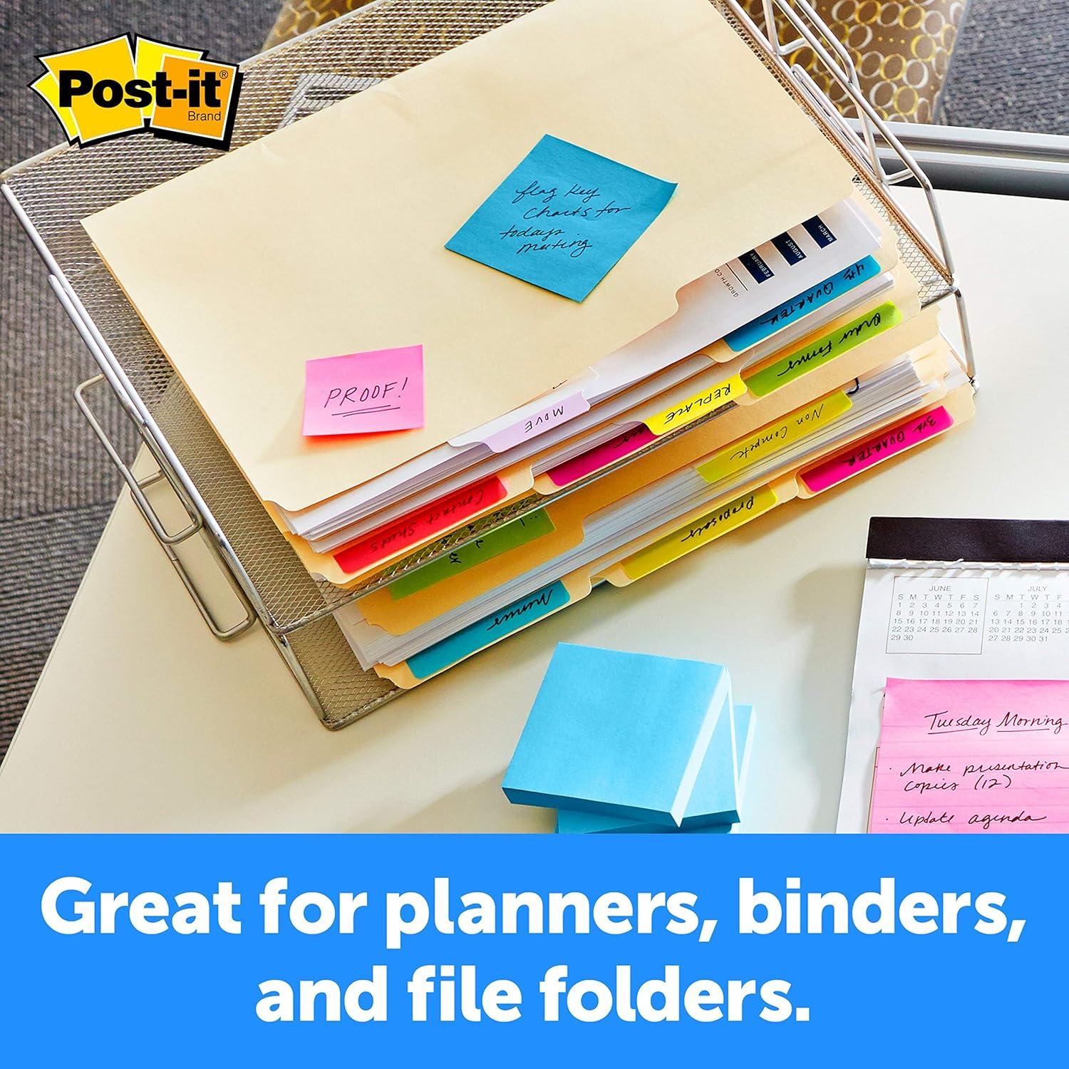 Post-it Tabs, 2 in, Solid, Assorted Primary Colors, 6 Tabs/Color, 4 ...