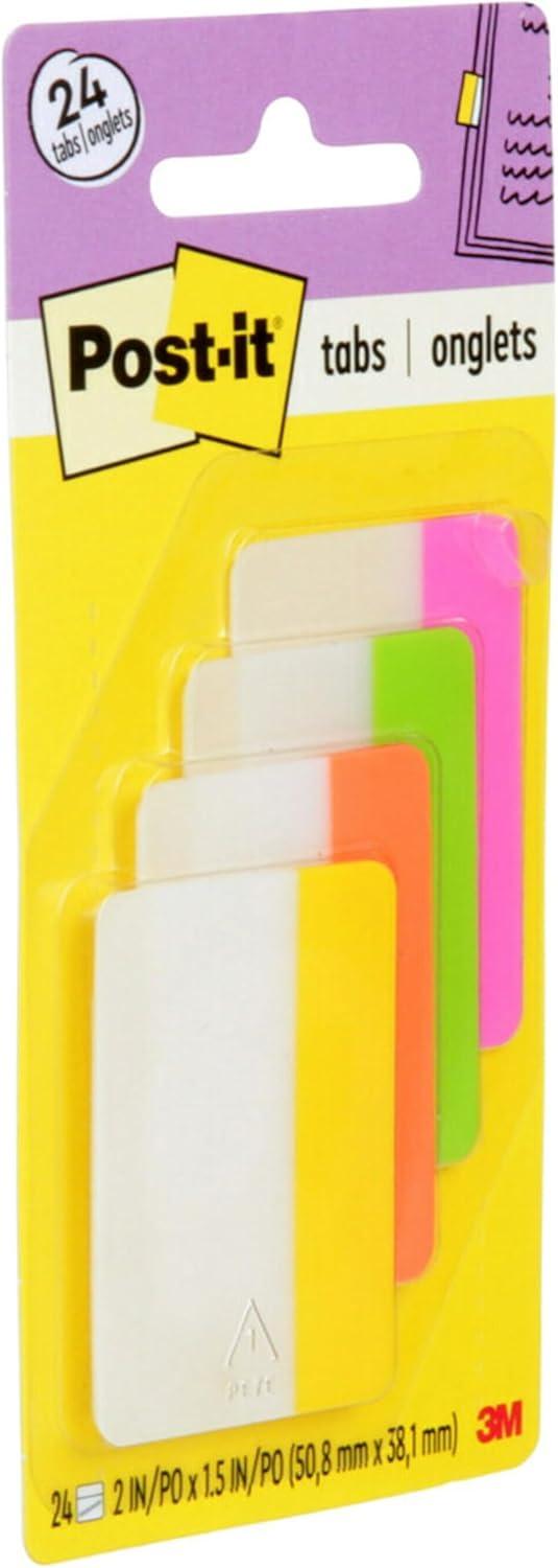 Post-it Tabs, 2 in, Solid, Assorted Primary Colors, 6 Tabs/Color, 4 ...