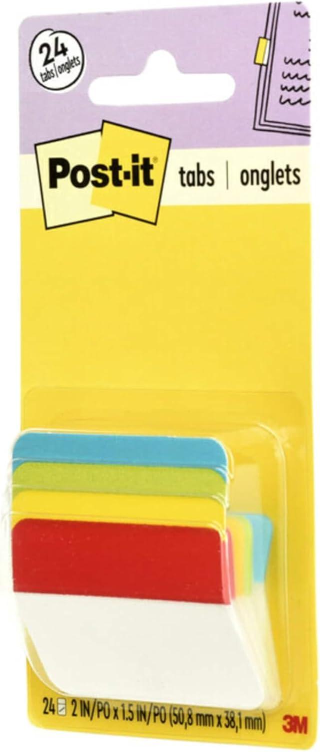 Post-it Tabs, 2 in, Solid, Assorted Primary Colors, 6 Tabs/Color, 4 ...