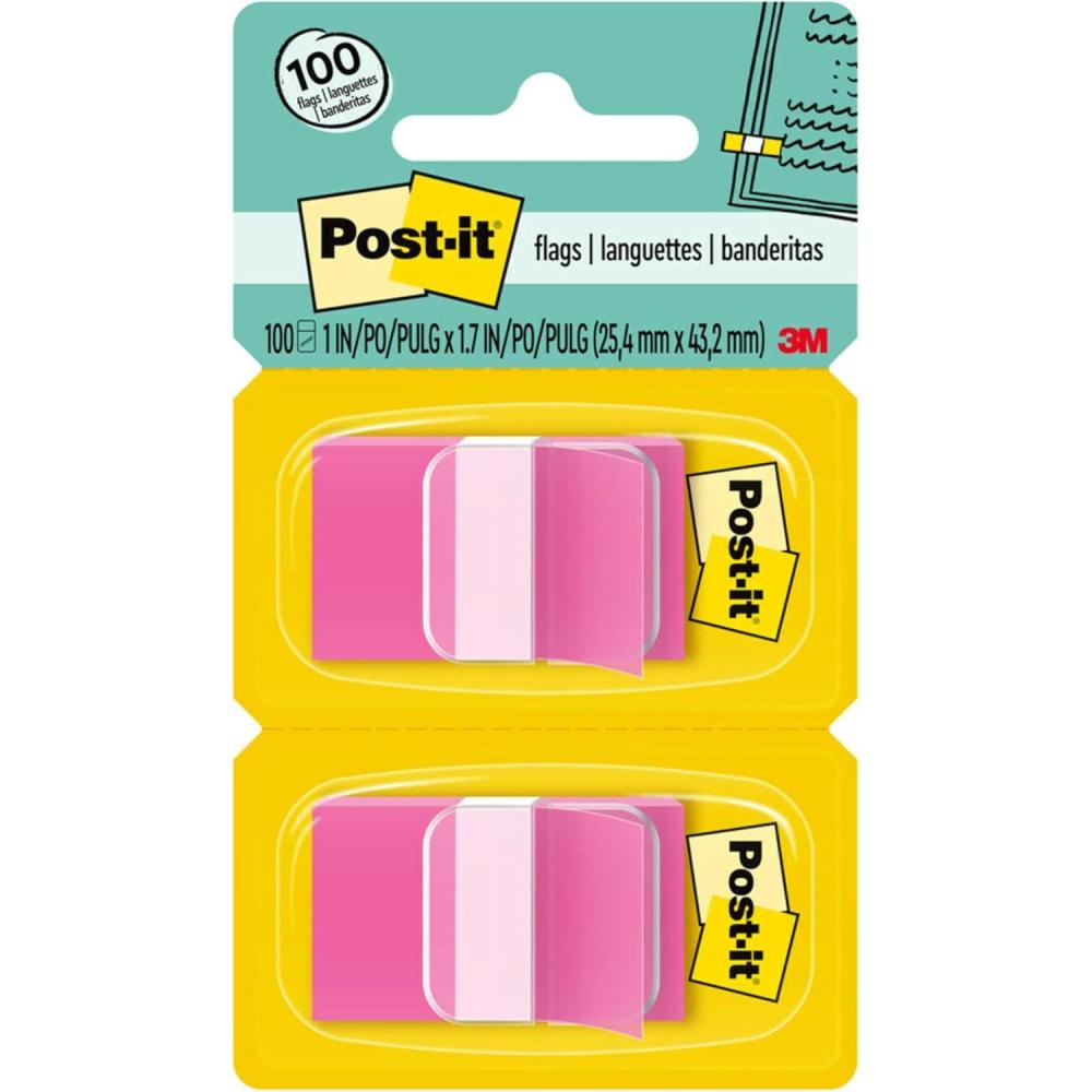 imagePostit Flags 50Dispenser 2 DispensersPack 1 in Wide Green 680GN2Bright Pink
