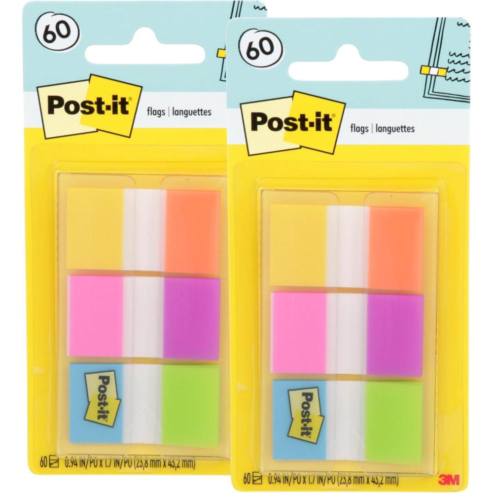 imagePostit Flags 60OnTheGo Dispenser 94 in Wide Alternating Electric Glow Collection 680EGALT1 Count Pack of 2