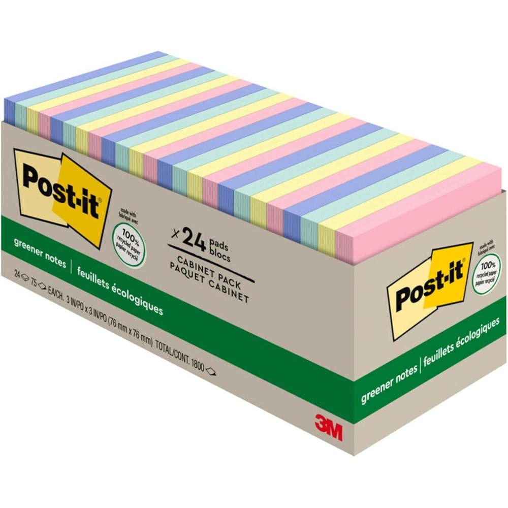 imagePostit Greener Notes 3x3 in 24 Pads Americas 1 Favorite Sticky Notes Sweet Sprinkles Collection Pastel Colors Clean Removal 100 Recycled Material 654R24CPAP
