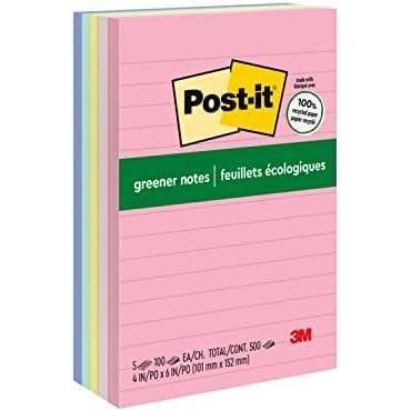 imagePostit Greener Notes 4x6 in 5 Pads Americas 1 Favorite Sticky Notes Sweet Sprinkles Collection Pastel Colors Clean Removal 100 Recycled Material 660RPA4 x 6  Pack of 8