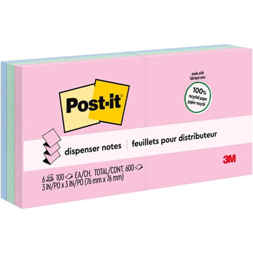 imagePostit Greener Popup Notes 3x3 in 6 Pads Americas 1 Favorite Sticky Notes Helsinki Collection Pastel Colors Pink Blue Mint Yellow Clean Removal 100 Recycled Material R330RP6AP