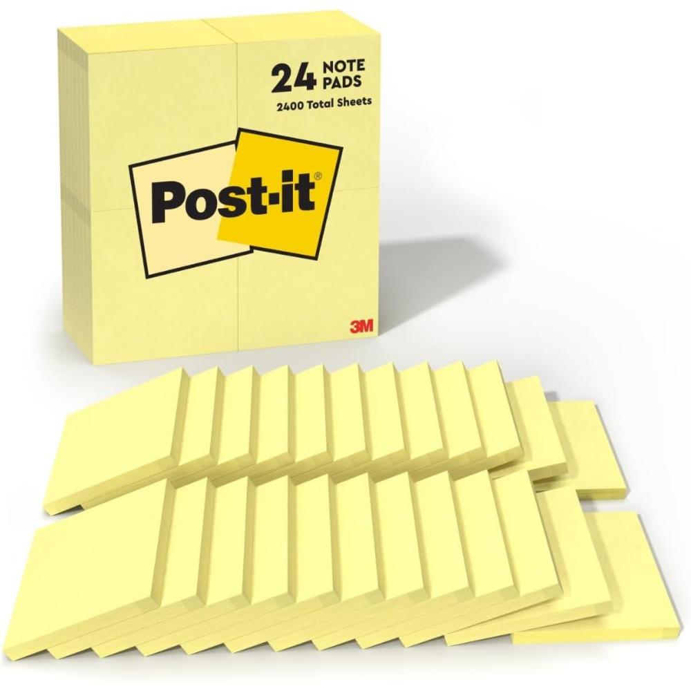imagePostit Notes 3 in x 3 in 24 Sticky Notes Pads 100 Sheets per Pad The Iconic Canary Yellow Note School Supplies and Oce Products6 x 6