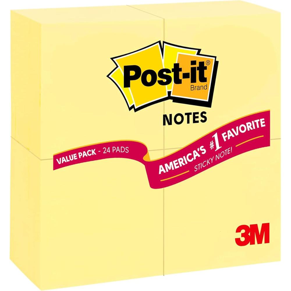 imagePostit Notes Value Pack 3 in x 3 in Canary Yellow 24 PadsPack6 x 6