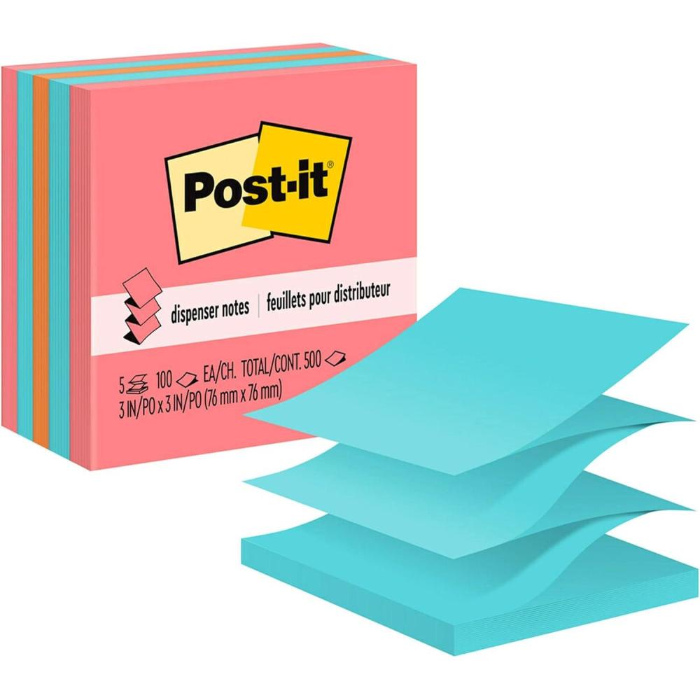imagePostit Popup Notes 3x3 in 5 Pads Americas 1 Favorite Sticky Notes Assorted Colors Clean Removal Recyclable 33015AN