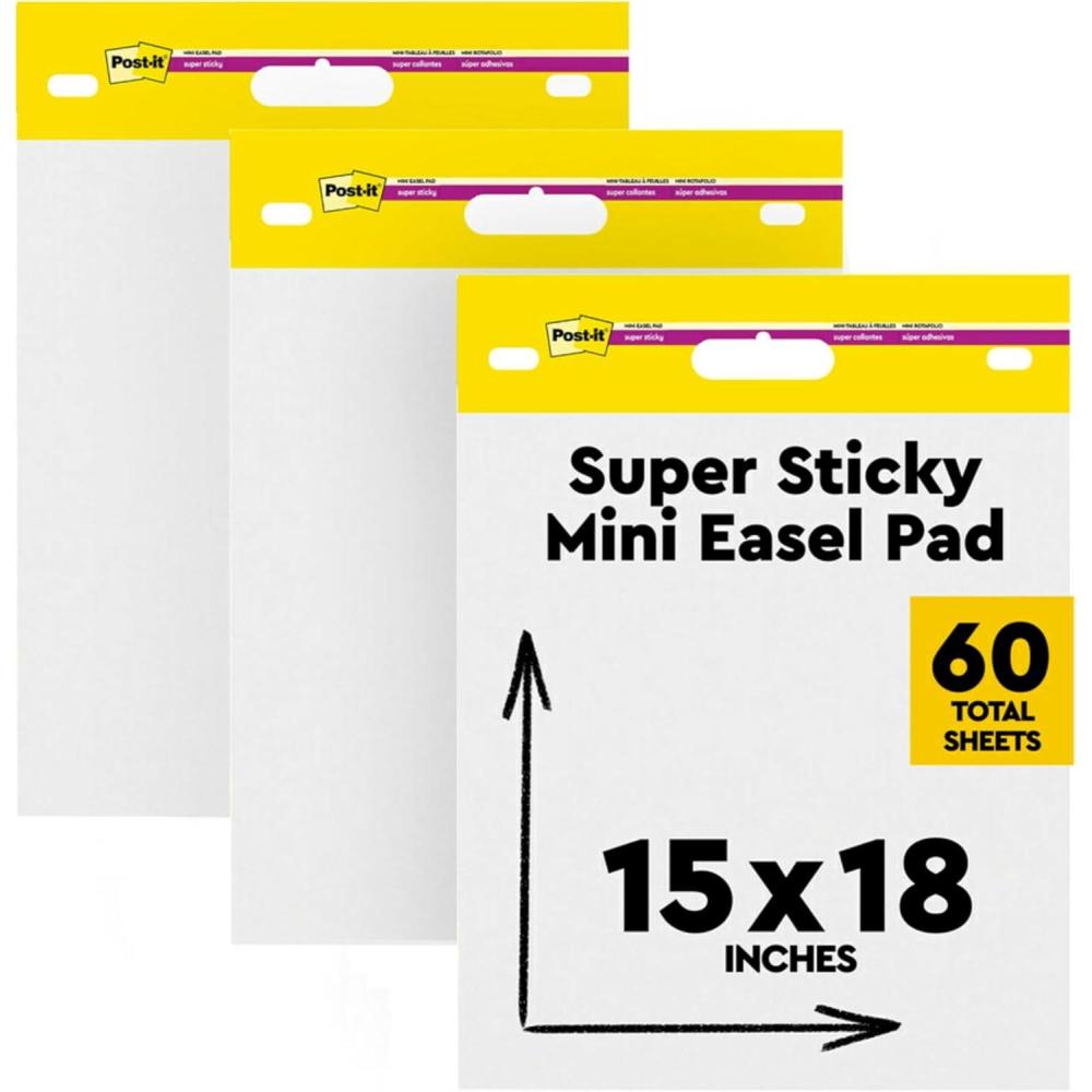 imagePostit SelfStick Mini Easel Pad 15 in x 18 in 20 SheetsPad 3 Pads Great for Virtual Teachers and Students 5773PK