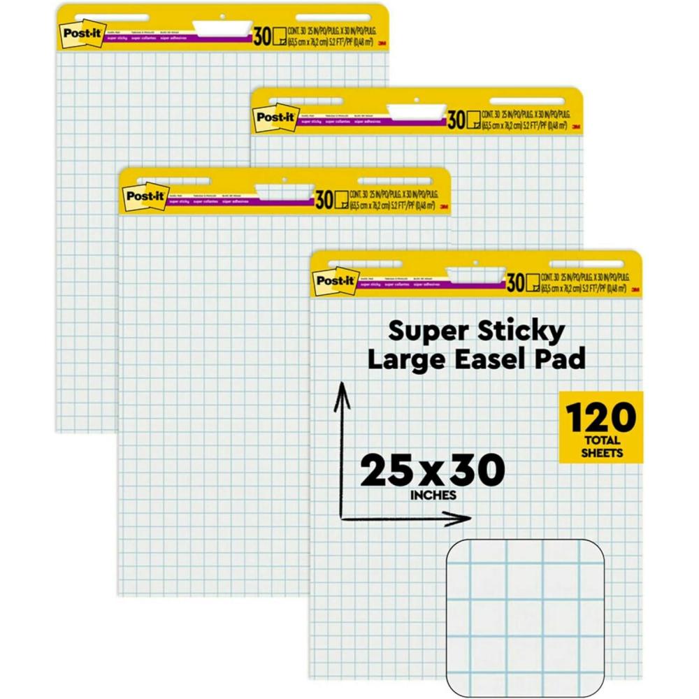imagePostit Super Sticky Easel Pad Great for Virtual Teachers and Students 25 x30 Inches White with Grid 30 SheetsPad 4 PadsPack 560 VAD 4PK