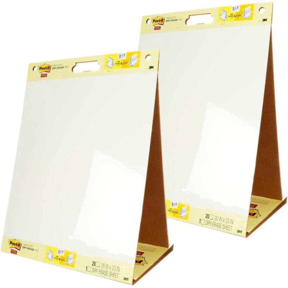 imagePostit Super Sticky Portable Tabletop Easel Pad wDry Erase Panel Great for Virtual Teachers and Students 20x23 Inches 20 SheetsPad 2 Pads Builtin Stand 563DE VAD 2PK White