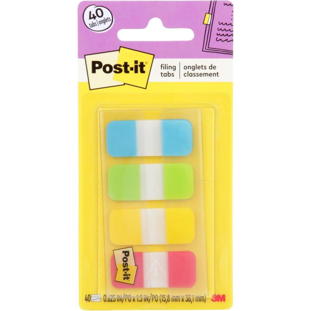imagePostit Tabs 625 in Solid Aqua Lime Yellow Red 10Color 40Dispenser 676ALYR Pack of 204 x 28