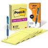 imageBIC Gelocity Pro Blue Gel Pens Medium Point 07 mm 12Count Pack and PostIt Super Sticky Notes 4 in x 6 in Canary Yellow Lined 5 PadsPack 90 SheetsPad School and Office Supplies