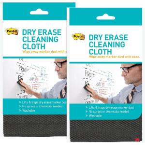 Post-it Dry Erase Cleaning Cloth (MMMDEFCLOTH) 10 5/8 x 10 5/8 Grey white(1 Count (Pack of 2))