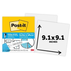 Post-it Easy Erase Whiteboard Sheets, 2 Pack, 9.1 x 9.1 in, Instant Whiteboard, Use Dry Erase and Permanent Markers (EE-SH-2PK-RET)