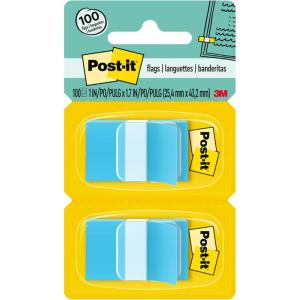 Post-it Flags, 50/Dispenser, 2 Dispensers/Pack, 1 in Wide, Green (680-GN2)(Bright Blue)