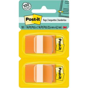 Post-it Flags, 50/Dispenser, 2 Dispensers/Pack, 1 in Wide, Green (680-GN2)(Orange)