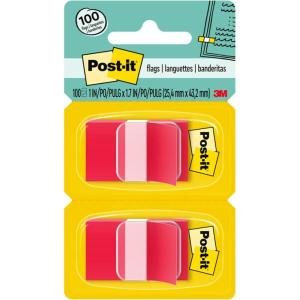 Post-it Flags, 50/Dispenser, 2 Dispensers/Pack, 1 in Wide, Green (680-GN2)(Red)