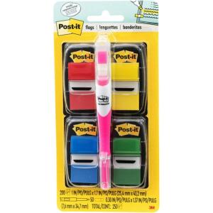 Post-it Flags Value Pack, 50/Dispenser, 4 Dispensers/Pack, 1 in Wide, Assorted Colors, Includes Free Flags + Highlighter (680-RYBGVA)