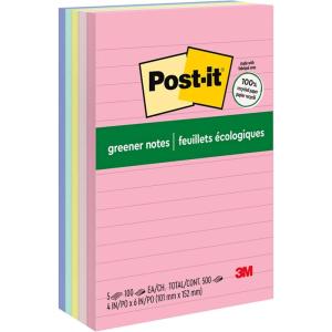 Post-it Greener Notes, 4×6 in, 5 Pads, America’s #1 Favorite Sticky Notes, Sweet Sprinkles Collection, Pastel Colors, Clean Removal, 100% Recycled Material (660-RP-A)(5 Pads)