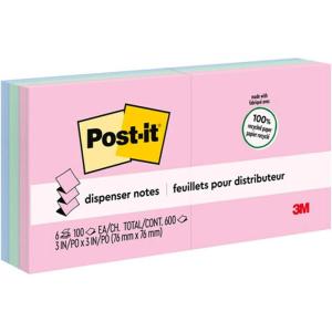 Post-it Greener Pop-up Notes, 3×3 in, 6 Pads, America’s #1 Favorite Sticky Notes, Helsinki Collection, Pastel Colors (Pink, Blue, Mint, Yellow), Clean Removal, 100% Recycled Material (R330RP-6AP)
