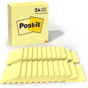 Post-it Notes, 3 in x 3 in, 24 Sticky Notes Pads, 100 Sheets per Pad, The Iconic Canary Yellow Note, School Supplies and Oﬃce Products(6″ x 6″ (Pack of 8))