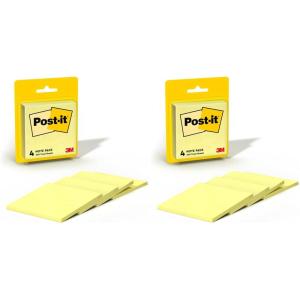 Post-it Notes, 3 in x 3 in, 4 Sticky Notes Pads, 50 Sheets per Pad, The Iconic Canary Yellow Note, School Supplies and Oﬃce Products(4 Pads per Pack (Pack of 2))