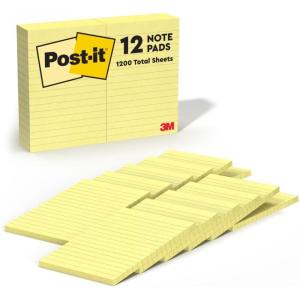 Post-it Notes 4 in x 6 in, 12 Pads, America’s #1 Favorite Sticky Notes, Canary Yellow, Clean Removal, Recyclable (660)(Canary Yellow)