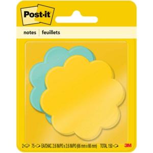 Post-it Notes, Daisy Shape, Assorted Colors, 2.6×2.6 in, 2 Pads, 75 Sheets/Pad (7350-DSY)(Daisy)
