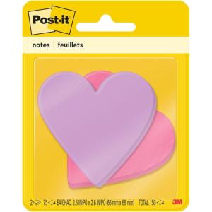 Post-it Notes, Daisy Shape, Assorted Colors, 2.6×2.6 in, 2 Pads, 75 Sheets/Pad (7350-DSY)(Heart)