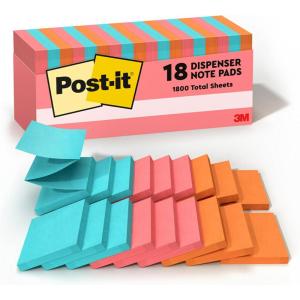 Post-it Pop-up Notes, 3×3 in, 18 Pads, America’s #1 Favorite Sticky Notes, Poptimistic Collection, Bright Colors (Pink, Orange, Blue), Clean Removal, Recyclable (R330-18CTCP)