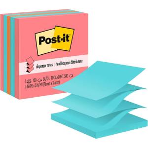 Post-it Pop-up Notes, 3×3 in, 5 Pads, America’s #1 Favorite Sticky Notes, Assorted Colors, Clean Removal, Recyclable (3301-5AN)