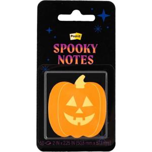 Post-it Spooky Sticky Notes, Pumpkin, 2.0 in. x 2.5 in., 1 Pumpkin-Shaped Halloween-Themed Sticky Note Pad with 50 Sheets(Pumpkin)