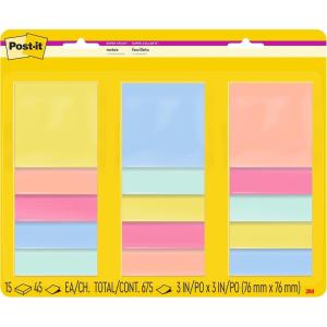 Post-it Super Sticky Notes, 15 Sticky Note Pads, 3 x 3 in., School Supplies, Office Products, 2X The Sticking Power, Summer Joy Collection