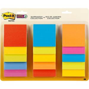 Post-it Super Sticky Notes, 3×3 in, 15 Pads, 2X The Sticking Power, Summer Joy Collection, Assorted Colors (654-15SSJOY)