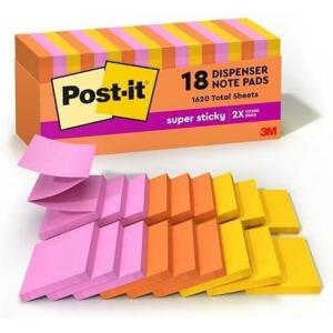 Post-it Super Sticky Notes, 3×3 in, 18 Pads, 2X The Sticking Power, Energy Boost Collection, Bright Colors, Recyclable (R330-18SSAUCP)(7.3″ x 3.1″ (Pack of 8))