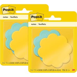 Post-it Super Sticky Notes, 3×3 in, 2X The Sticking Power, Daisy Shape, Assorted Colors, (7350-DSY) (Pack of 2)(Daisy)