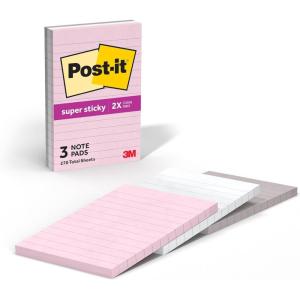 Post-it Super Sticky Notes, 4×6 in, 4 Pads, 2X The Sticking Power, Canary Yellow, Recyclable (4621-SSCY)(Simply Serene)
