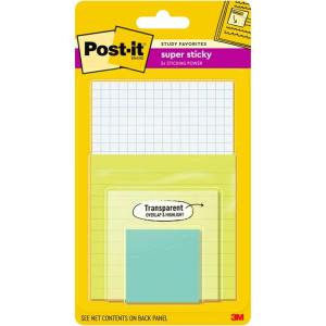 Post-it Super Sticky Notes Study Pack Multiple Sizes 4 Pads/Pack