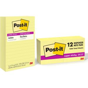 Post-it Super Sticky Pop-up Notes, 3×3 in, 12 Pads, 2X The Sticking Power, Canary Yellow, Recyclable (R330-12SSC)(Canary Yellow)