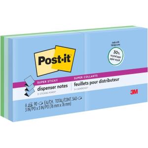Post-it Super Sticky Pop-up Notes, 3×3 in, 6 Pads, 2X The Sticking Power, Poptimistic, Bright Colors, Recyclable (R330-6SST)