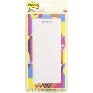 Post-it Super Sticky Printed Note Pads with Magnet, Watercolor, 8×4 in (BC-List-WTRCLR)(Watercolor)