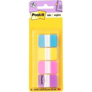 Post-it Tabs, 1 in Solid, Aqua, Yellow, Pink, Violet, 22/Color, 88/Dispenser (686-AYPV1IN)
