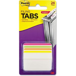 Post-it Tabs, 2 in, Solid, Assorted Primary Colors, 6 Tabs/Color, 4 Colors, 24 Tabs/Pack (686-ALYR)(Assorted Bright Colors)