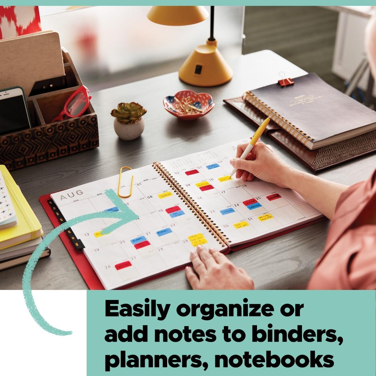 imagePostit Sticky Tabs 1 in x 15 in 3 Pads of Book Tabs in Assorted Cool Pastel Colors for Bookmarking Annotating Reading and Reminders Blue Purple and Green Colors 36 Total CountCool Pastels
