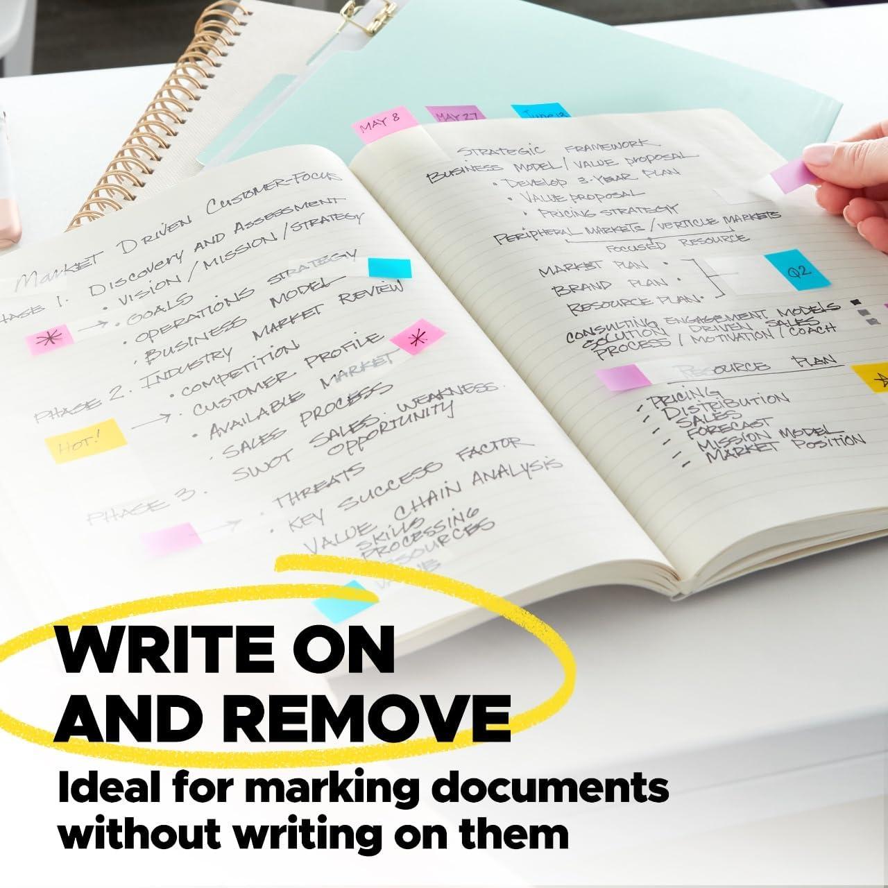 imagePostit Sticky Tabs 1 in x 15 in 3 Pads of Book Tabs in Assorted Cool Pastel Colors for Bookmarking Annotating Reading and Reminders Blue Purple and Green Colors 36 Total CountCool Pastels