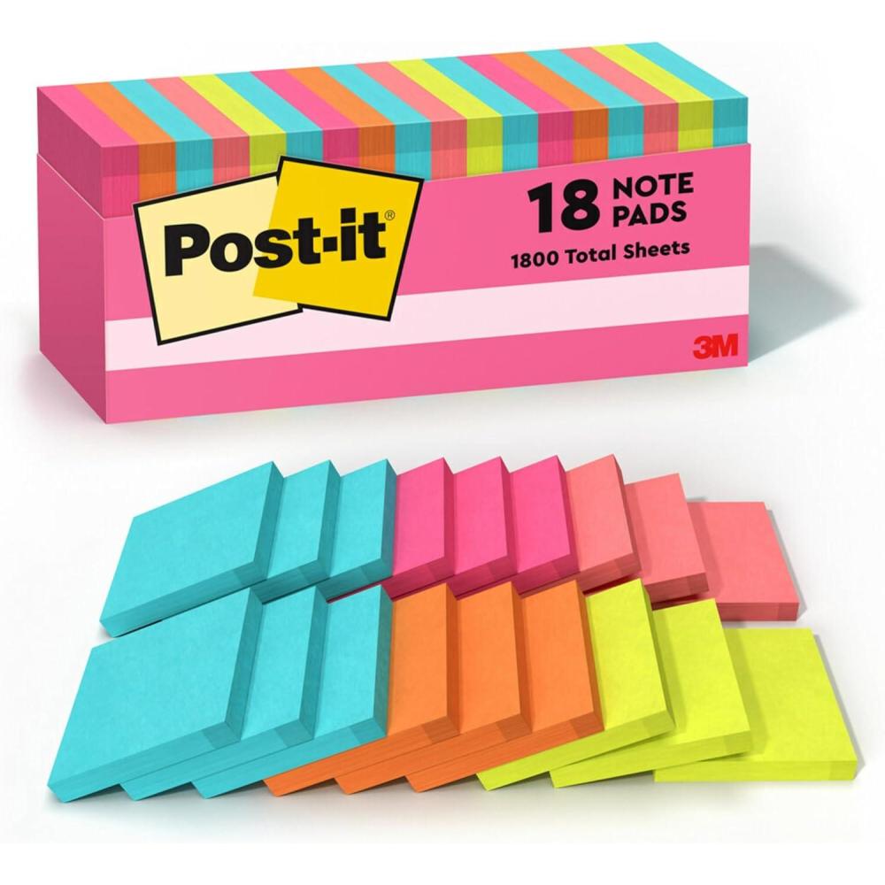 imagePostit Notes 3 in x 3 in 18 Sticky Notes Pads 100 Sheets per Pad Poptimistic Collection School Supplies and Oce Products The Original Postit Note31 x 73