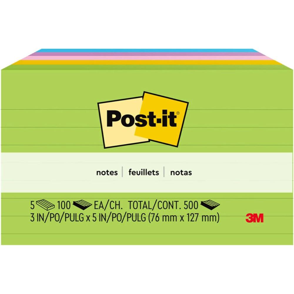 imagePostit Notes 3 in x 5 in 5 Lined Sticky Notes Pads 100 Sheets per Pad Floral Fantasy Collection School Supplies and Oce Products08 x 12