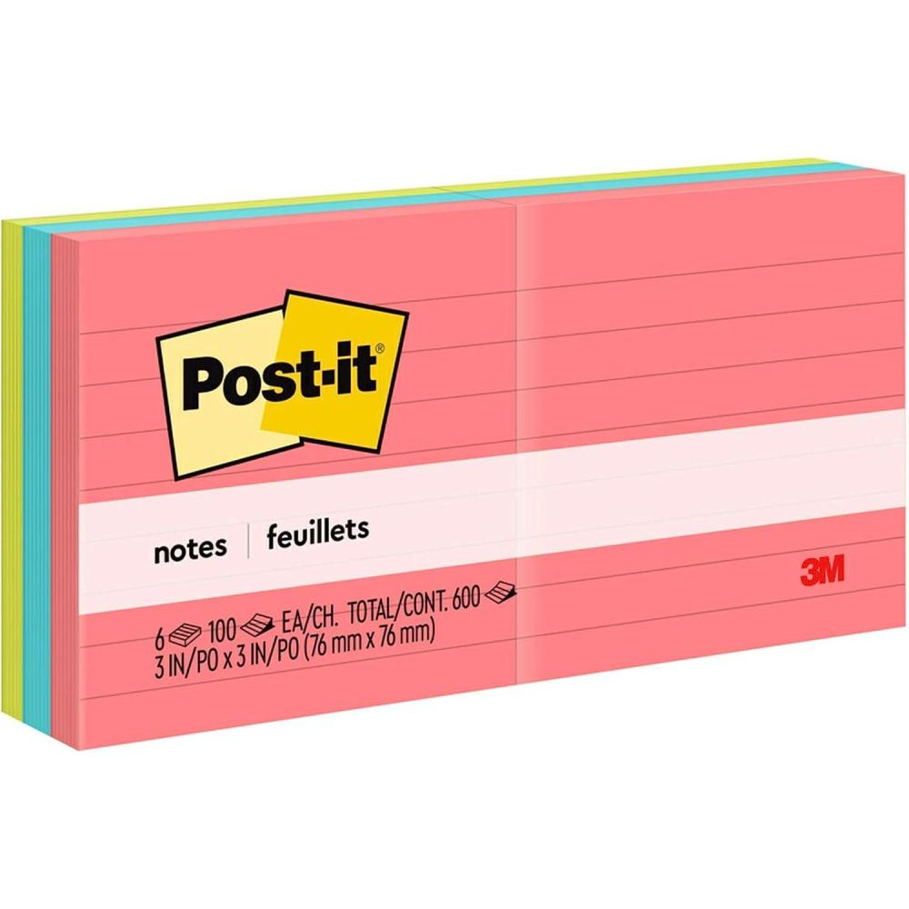 imagePostit Notes 3x3 in 6 Pads Americas 1 Favorite Sticky Notes Poptimistic Collection Bright Colors Magenta Pink Blue Green Clean Removal Recyclable 6306AN