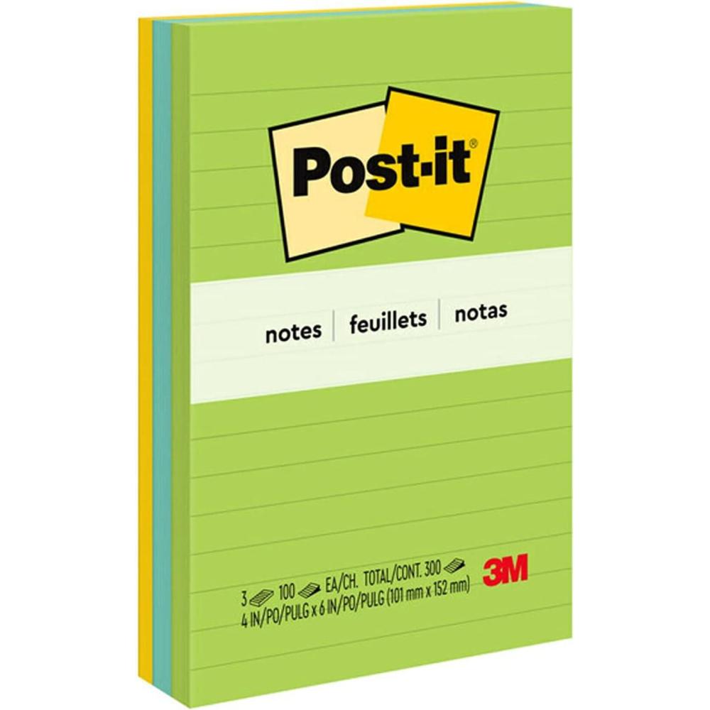 imagePostit Notes 4x6 in 3 Pads Americas 1 Favorite Sticky Notes Floral Fantasy Collection Bold Colors Clean Removal Recyclable 6603AU